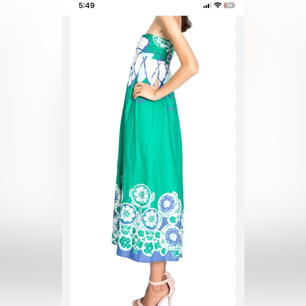Moulinette Soeurs Floral Border Midi dress strapless 14